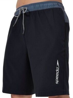 Speedo Black Marina Swim Shorts Medium 9" Inseam UPF 50 Quick Dry Mesh Liner